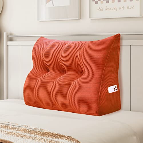 Johnear Keilkissen Lesekissen für Bett und Sofa Lehnenkissen, Rückenkissen Kopfteil Bett Rückenlehne Großes Dreieckiges Lendenkissen （Orange, 100cm） von Johnear