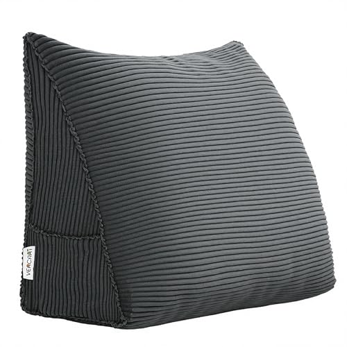 Johnear Keilkissen Lesekissen für Bett und Sofa Lehnenkissen, Rückenkissen Kopfteil Bett Rückenlehne Großes Dreieckiges Lendenkissen (Grau，45cm) von Johnear