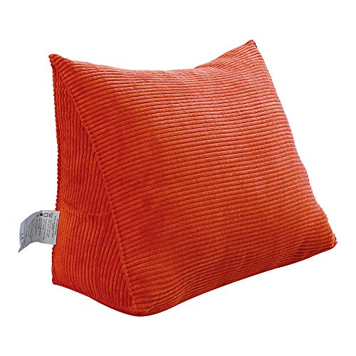 Johnear Keilkissen Lesekissen für Bett und Sofa Lehnenkissen, Rückenkissen Kopfteil Bett Rückenlehne Großes Dreieckiges Lendenkissen (Orange，45cm) von Johnear