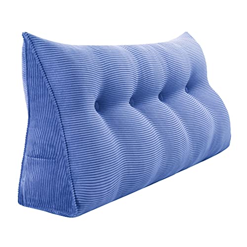 Johnear Keilkissen Lesekissen für Bett und Sofa Lehnenkissen, Rückenkissen Kopfteil Bett Rückenlehne Großes Dreieckiges Lendenkissen （Blau, 120cm） von Johnear