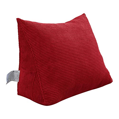 Johnear Keilkissen Lesekissen für Bett und Sofa Lehnenkissen, Rückenkissen Kopfteil Bett Rückenlehne Großes Dreieckiges Lendenkissen (Rot，45cm) von Johnear