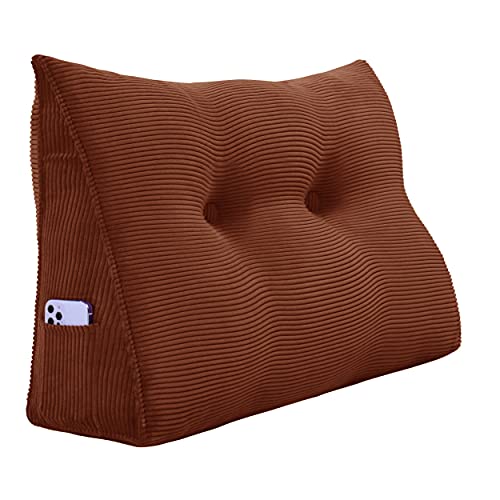 Johnear Keilkissen Lesekissen für Bett und Sofa Lehnenkissen, Rückenkissen Kopfteil Bett Rückenlehne Großes Dreieckiges Lendenkissen （Brau, 80cm） von Johnear