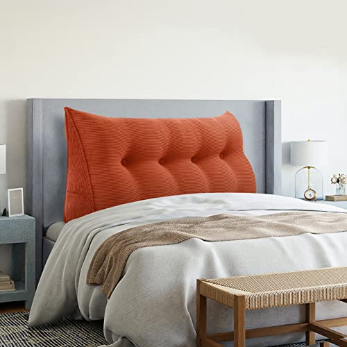 Johnear Keilkissen Lesekissen für Bett und Sofa Lehnenkissen, Rückenkissen Kopfteil Bett Rückenlehne Großes Dreieckiges Lendenkissen （Orange, 120cm） von Johnear