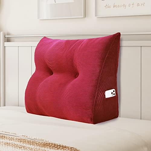 Johnear Keilkissen Lesekissen für Bett und Sofa Lehnenkissen, Rückenkissen Kopfteil Bett Rückenlehne Großes Dreieckiges Lendenkissen （Rot, 80cm） von Johnear