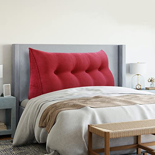 Johnear Keilkissen Lesekissen für Bett und Sofa Lehnenkissen, Rückenkissen Kopfteil Bett Rückenlehne Großes Dreieckiges Lendenkissen （Rot, 140cm） von Johnear