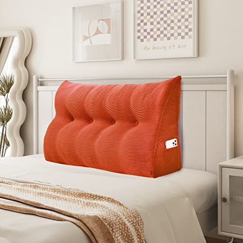 Johnear Keilkissen Lesekissen für Bett und Sofa Lehnenkissen, Rückenkissen Kopfteil Bett Rückenlehne Großes Dreieckiges Lendenkissen （Orange, 140cm） von Johnear