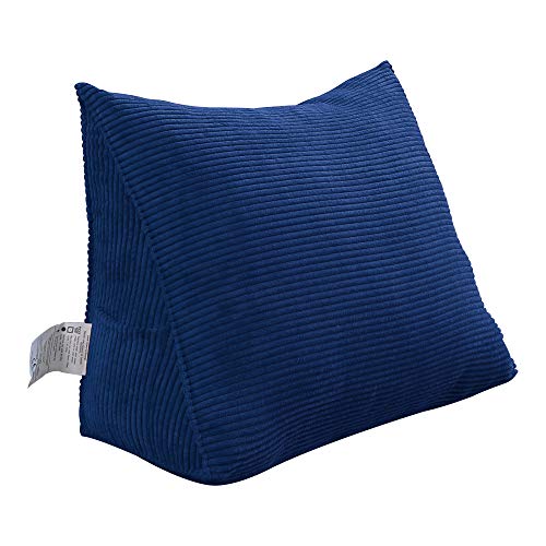 Johnear Keilkissen Lesekissen für Bett und Sofa Lehnenkissen, Rückenkissen Kopfteil Bett Rückenlehne Großes Dreieckiges Lendenkissen (Dunkelblau，45cm) von Johnear