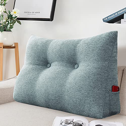 Johnear Rückenkissen Keilkissen Bett Lesekissen，Rückenlehne Kissen für Sofa Lendenkissen Bettkopfteil, Großes Dreieckige Bettkeil Bücherkissen Stützkissen (Grau，60cm) von Johnear