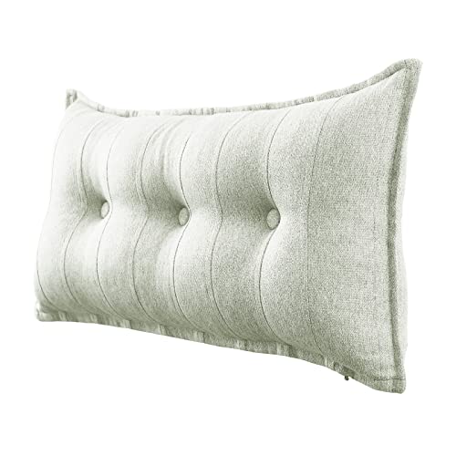 Johnear Rückenkissen für Sofa Bett Rückenlehne Großes Leinen Bücherkissen Lesekissen Lendenkissen für Couch Kopfteil Kopfkissen Wandkissen Beinkissen (Weiß, 100 x 8 x 50 cm) von Johnear