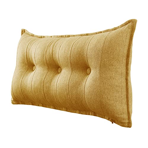 Johnear Rückenkissen für Sofa Bett Rückenlehne Großes Leinen Bücherkissen Lesekissen Lendenkissen für Couch Kopfteil Kopfkissen Wandkissen Beinkissen (gelb, 100 x 8 x 50 cm) von Johnear