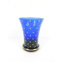 70Er Glasvase Blau Im 20Er Jahre Stil #13616 von JohnnyVintageShop