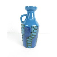 70Er Keramik Vase Blau , Strehla #14759 von JohnnyVintageShop