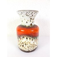 70Er Vase Jasba, Orange Lava Optik #15006 von JohnnyVintageShop