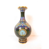 70Er Vase Messing+Emaille #13174 von JohnnyVintageShop