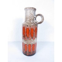 70Er Vase Orange Groß #14384 von JohnnyVintageShop
