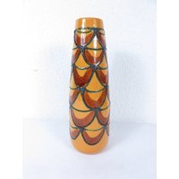 70Er Vase Strehla Keramik Orange #14505 von JohnnyVintageShop
