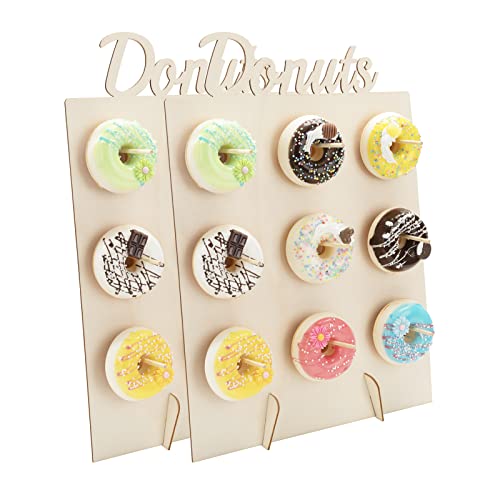 Donut Ständer Holz Donut Wand 9 Löcher Donut Halter Board Hochzeit Display Stand für Hochzeiten Geburtstage Partys Konditoreien Dekoration 2 Stück, Holzbuchstaben von Johotone