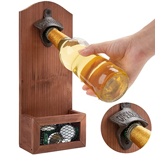 Flaschenöffner Wandmontage Beer Opener Edelstahl Wandflaschenöffner mit Auffangbehälter Bieröffner Wand für Party Bars Küchen Geschenk für Männer Bierliebhaber von Johotone