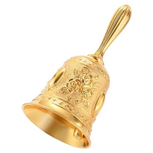 Handglocke Retro Hand Glocke Hand Tischglocke Resturant Service Glocke Handklingel für Schule Kirche Hotelservice Hochzeit Abendessen, Gold von Johotone