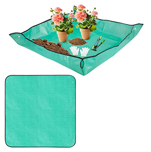 Johotone Pflanzunterlage Wasserfest Gartenmatte Faltbare Pflanzmatte Gartenarbeitsmatte für Pflanzen Sämling Umtopf 2 Stück 100 x 100 cm (Grün) von Johotone