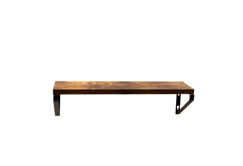 Johtomarket Wandregal aus Holz mit Metall-Halterung braun/schwarz von Johtomarket