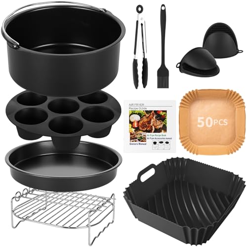 Airfryer XL und XXL Zubehör 8 Zoll 10-Teilige Heißluftfritteuse Zubehör Set Kompatibel für COSORI 4,7L Philips 6,2L Airfryer XL und XXL Zubehör 8 Zoll 10-Teilige Heißluftfritteuse Zubehör Set Kompatibel für COSORI 4,7L Philips 6,2L von Johyzmpun