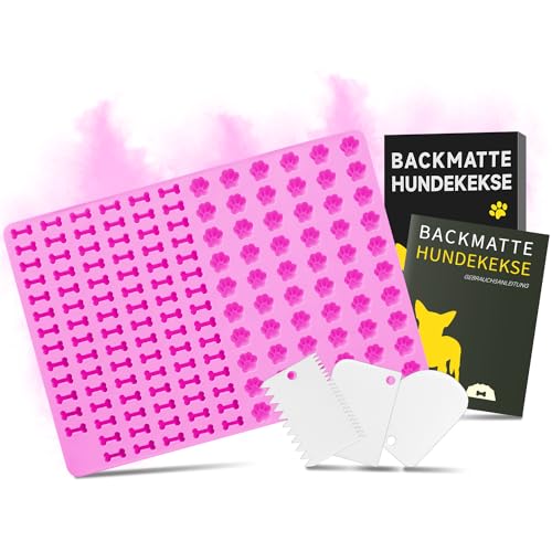 Johyzmpun Rosa Silikon Hundekeksform, Mini Hundeknochen und Fußabdruck, BPA Frei, Antihaftbeschichtung, Hitzebeständig, Spülmaschinenfest, Paw Print & Bone Shaped von Johyzmpun