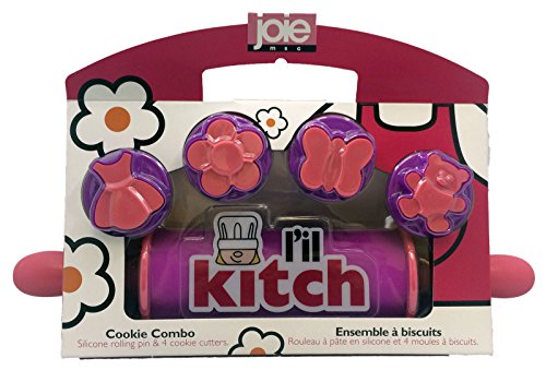 Joie L'il Kitch Kinder-Backset, Nudelholz, Ausstechformen, Pink von Joie