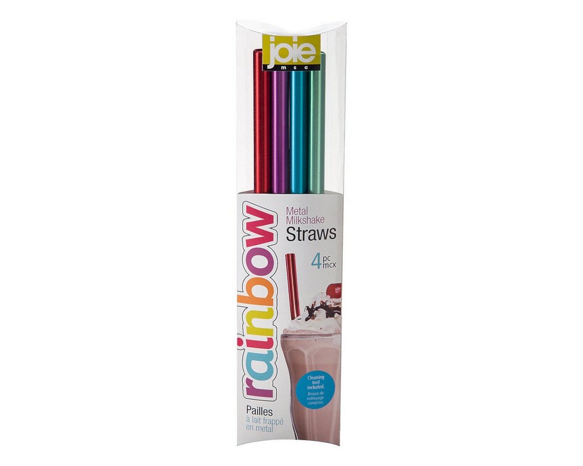 Joie Trinkhalme Strohhalme Edelstahl RAINBOW 4er-Set, Nicht spülmaschinengeeignet von Joie