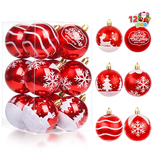 JOIEDOMI 12-teiliges Weihnachtskugel-Ornament-Set in Rot und Weiß, 5,8 cm, zarte Bemalung und glitzernde Weihnachtskugeln, bruchsicher, Weihnachts-Hängedekoration für Baumgeländer, Girlande, Feiertage JOIEDOMI 12-teiliges Weihnachtskugel-Ornament-Set in Rot und Weiß, 5,8 cm, zarte Bemalung und glitzernde Weihnachtskugeln, bruchsicher, Weihnachts-Hängedekoration für Baumgeländer, Girlande, Feiertage von Joiedomi