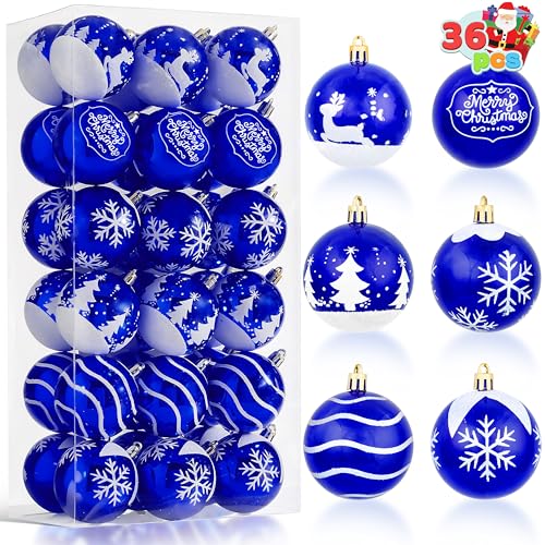 JOIEDOMI 36-teiliges blaues Weihnachtskugel-Ornament-Set, 5,8 cm, zarte Bemalung und glitzernde Weihnachtsbaumdekoration, bruchsichere Weihnachtsdekoration zum Aufhängen im Innenbereich für Baumkränze JOIEDOMI 36-teiliges blaues Weihnachtskugel-Ornament-Set, 5,8 cm, zarte Bemalung und glitzernde Weihnachtsbaumdekoration, bruchsichere Weihnachtsdekoration zum Aufhängen im Innenbereich für Baumkränze von Joiedomi