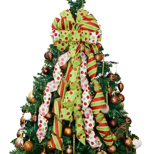 Joiedomi 114cm Große Weihnachtsbaumspitze-Schleife, rot-grüne Gepunktete Weihnachtsbaumschleife für Partydekorationen, Weihnachtsbaumdekoration im Innenbereich, Weihnachtsdekorationen Joiedomi 114cm Große Weihnachtsbaumspitze-Schleife, rot-grüne Gepunktete Weihnachtsbaumschleife für Partydekorationen, Weihnachtsbaumdekoration im Innenbereich, Weihnachtsdekorationen von Joiedomi