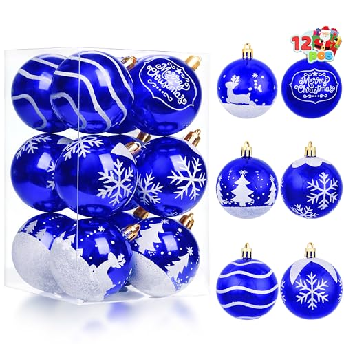 Joiedomi 12 Stück weihnachtliche Blaue und weiße Kugelornamente, 5,8 cm, zarte Bemalung und glitzernde Weihnachtsbaumdekoration, Verschiedene bruchsichere Kugelornamente für Innendekoration Joiedomi 12 Stück weihnachtliche Blaue und weiße Kugelornamente, 5,8 cm, zarte Bemalung und glitzernde Weihnachtsbaumdekoration, Verschiedene bruchsichere Kugelornamente für Innendekoration von Joiedomi