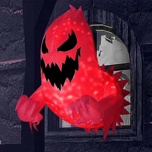 Joiedomi 4.5 FT Halloween aufblasbare Geist brach aus dem Fenster mit eingebauten rotierenden roten LED, Blow Up fliegenden Geist für Halloween Fensterdekoration Joiedomi 4.5 FT Halloween aufblasbare Geist brach aus dem Fenster mit eingebauten rotierenden roten LED, Blow Up fliegenden Geist für Halloween Fensterdekoration von Joiedomi