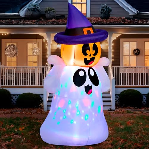 Joiedomi 5 Fuß großer aufblasbarer Halloween-Geist mit Kürbiskopf und eingebauten bunten LEDs, aufblasbarer Geist mit Hexenhut für Halloween-Dekoration für draußen, Hof, Garten Joiedomi 5 Fuß großer aufblasbarer Halloween-Geist mit Kürbiskopf und eingebauten bunten LEDs, aufblasbarer Geist mit Hexenhut für Halloween-Dekoration für draußen, Hof, Garten von Joiedomi