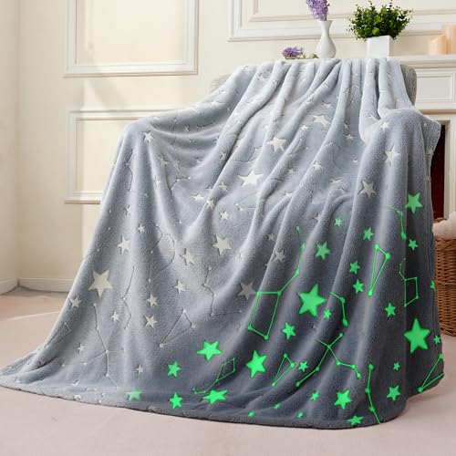 Joiedomi Decke Kuscheldecke Leuchtet im Dunkeln, Weltraum-Sterne-Geschenke und Spielzeug für Mädchen und Jungen im Alter von 2 bis 12 Jahren – Weiche Flanell-Kinderdecke – Geburtstagsgeschenk 50"×60" von Joiedomi