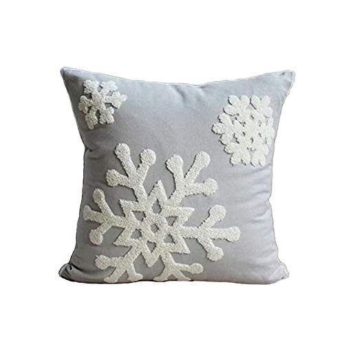 Joielavie Kissenbezug, bestickt, Schneeflocke, chinesischer Stil, bestickt, quadratisch, Kissenbezug, Bett, Sofa, Büro, Auto, Weihnachtsdekoration, 45 x 45 cm, Grau Joielavie Kissenbezug, bestickt, Schneeflocke, chinesischer Stil, bestickt, quadratisch, Kissenbezug, Bett, Sofa, Büro, Auto, Weihnachtsdekoration, 45 x 45 cm, Grau von Joielavie