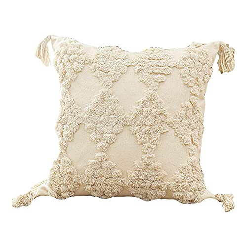 Joielavie Kissenhülle, Baumwolle, Beige, geometrische Rauten, Bommel, weich, quadratisch, nordische Dekoration, Sofa, Bett, Haus, Sofa, 45 x 45 cm Joielavie Kissenhülle, Baumwolle, Beige, geometrische Rauten, Bommel, weich, quadratisch, nordische Dekoration, Sofa, Bett, Haus, Sofa, 45 x 45 cm von Joielavie