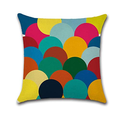 Joielavie Kissenhülle, Leinen, Baumwoll-Mischgewebe, Kreis, Sechseckig, geometrisch, bunt, quadratisch, Dekoration, Sofa, Haus, Sofa, 45 x 45 cm #1 von Joielavie