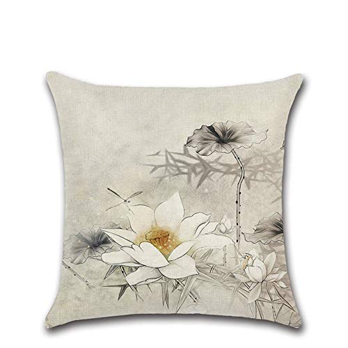 Joielavie Kissenhülle, Leinen, Baumwoll-Mischgewebe, bedruckt, Motiv: Lotusblüte, Fisch, Libelle, quadratisch, dekorativ, für Sofa, Bett, Wohnzimmer, Sofa, 45 x 45 cm #10 Joielavie Kissenhülle, Leinen, Baumwoll-Mischgewebe, bedruckt, Motiv: Lotusblüte, Fisch, Libelle, quadratisch, dekorativ, für Sofa, Bett, Wohnzimmer, Sofa, 45 x 45 cm #10 von Joielavie