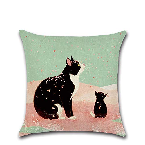 Joielavie Kissenhülle, Leinen, Baumwoll-Mischgewebe, doppelte Katze, mehrfarbig, quadratisch, mit Gleiter, Dekoration für Sofa, Bett, Haus, Sofa, 45 x 45 cm, #2 Joielavie Kissenhülle, Leinen, Baumwoll-Mischgewebe, doppelte Katze, mehrfarbig, quadratisch, mit Gleiter, Dekoration für Sofa, Bett, Haus, Sofa, 45 x 45 cm, #2 von Joielavie