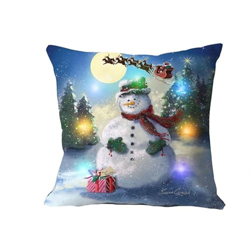 Joielavie Kissenhülle mit Beleuchtung, Motiv: Schneemonne, Schlitten, Rentier, Weihnachtsbaum, Geschenk, Szene, Winter, quadratisch, Leinen, Baumwolle, Kissenbezug, LED, Dekoration, Weihnachten, Bett, Joielavie Kissenhülle mit Beleuchtung, Motiv: Schneemonne, Schlitten, Rentier, Weihnachtsbaum, Geschenk, Szene, Winter, quadratisch, Leinen, Baumwolle, Kissenbezug, LED, Dekoration, Weihnachten, Bett, von Joielavie