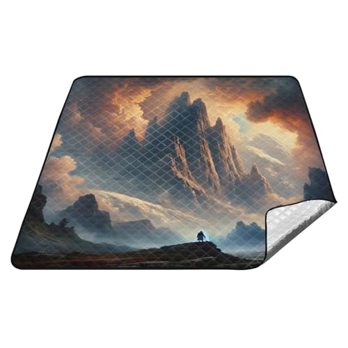 Joitme Fantasy Mountains Orange Camping Decken Wasserdicht Oxford Picknickdecken Große Picknickdecke von Joitme