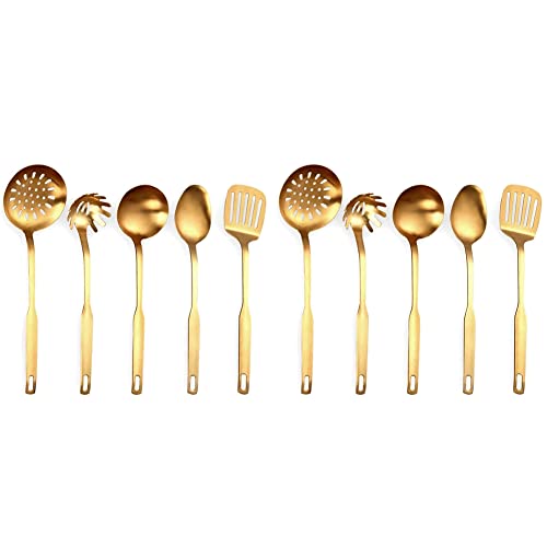Edelstahl Küchenhelfer 10-teilig Kelle Set Küchenhelfer Gold von Jojomino