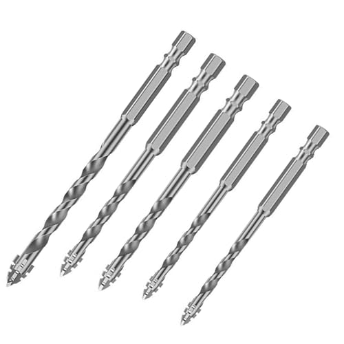 4-teiliges Exzenterbohrer-Set, vierkantig gezahnt, Hartmetalllegierung, Sechskantschaft für Holz, Zement, Glas, Keramik, Fliesen, Beton, 5 Stück von Jojomis