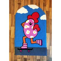 Handgefädelter Teppich, Handgemachter Lochnadelteppich, Wohndeko, Blauer Himmel, Diy Teppich Handgefädelter Teppich, Handgemachter Lochnadelteppich, Wohndeko, Blauer Himmel, Diy Teppich von JojouByAmelie