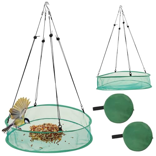 2 PCs Universal Bird Seed Catcher Tablett 20 Zoll Mesh Vogelfutterssamen -Fänger mit Haken für Gartenrasen im Freien im Freien(grün) von Jokapy
