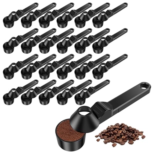 24 pcs Kaffee Schaufel Trichter 30 ml ohne verschüttete Kunststoff Mini Kaffee Messung Scoop mit Trichter für Proteinpulver Milchpulver Pfeffer(schwarz) von Jokapy