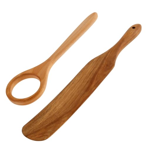 2pcs Holzteig Schneebesen Spatel Wärmesicherer Teigmischer Spatel Mischung Sauerteig Schneebesen Spurtle Teig Whisk Spurtle Bread Whing Tool für Gebäck Ei xiangbaoshang(Abbildung 2 eingestellt) von Jokapy