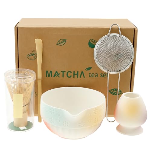 5 PCs Matcha -Set Unique Matcha Kit mit Scoop Sifter Bowl Whisk und Halter Practical Tea Making Tool für Frauen Männer Heimgebrauch(farbe) von Jokapy
